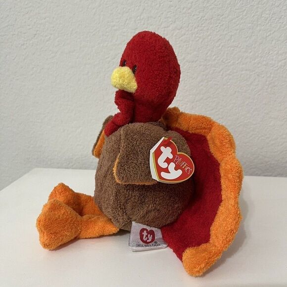 TY Pluffies Gobble the Turkey Plush Lovey 8” Beanie Stuffed Tylux 2007 - Picture 5 of 11